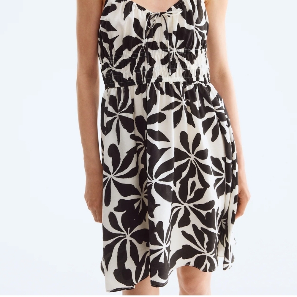 H&M Black and White Floral Mini Dress